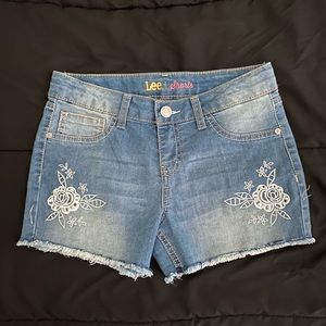 LEE SHORTS BIG GIRLS WHITE FLOWER EMBROIDERED